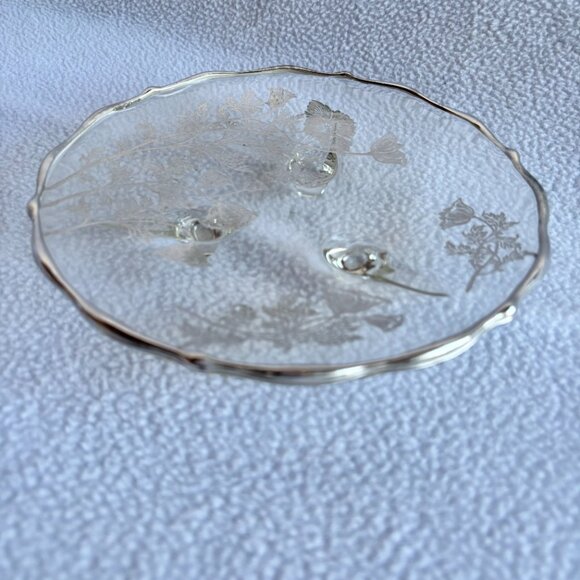 Silver City Flanders Poppy Sterling Silver on Clear Glass Footed Dish - Picture 12 of 12